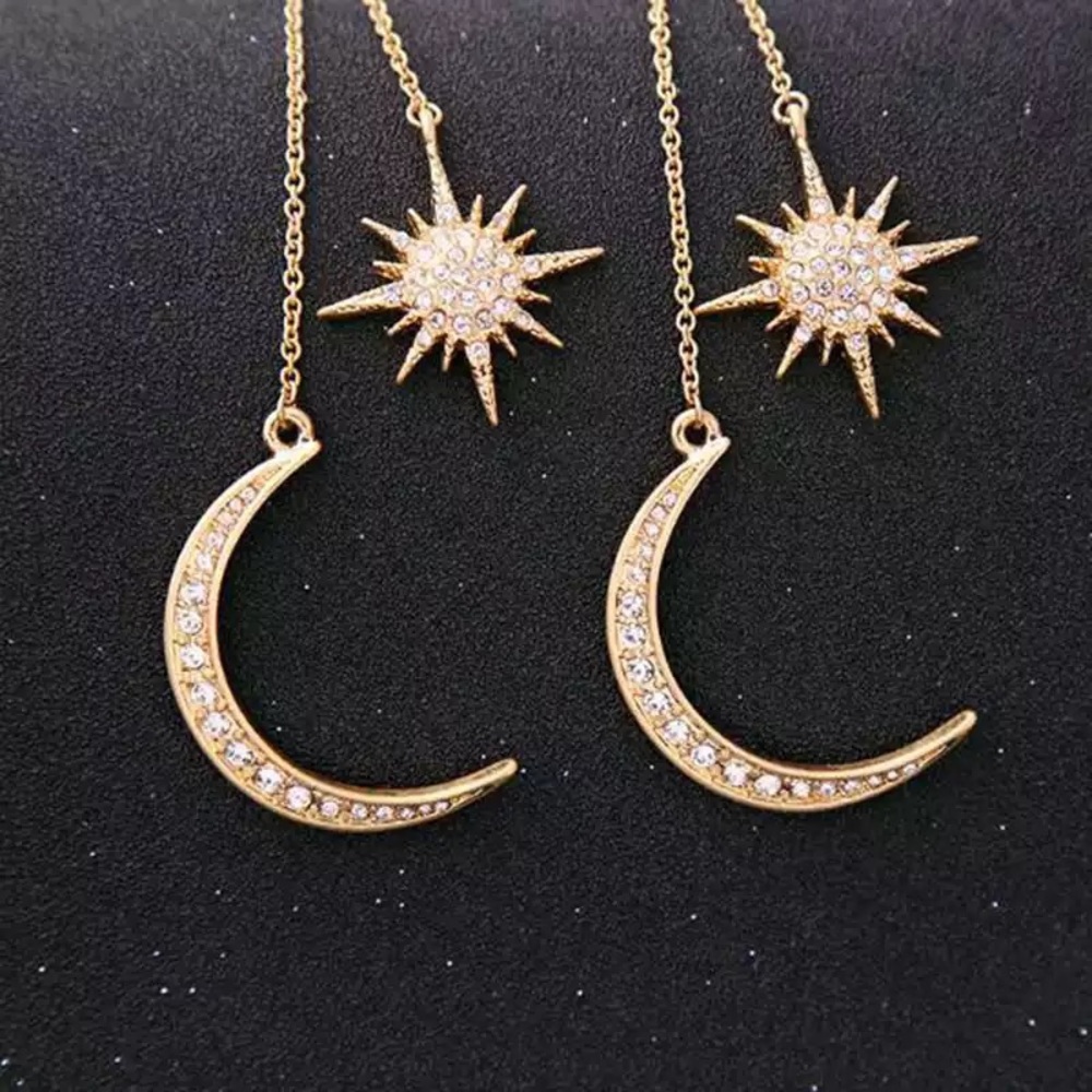 ✨Moon and Sun Gold Earrings - Picture 3 of 8